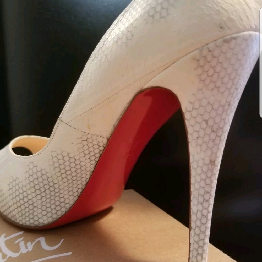 Authentic Christian Louboutin Python Peeptoe Heels - image 8